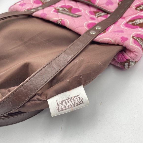 Longaberger Hershey's Kisses Tote Bag Womens Pink Quilted Shoulder Purse Brown - Picture 11 of 16